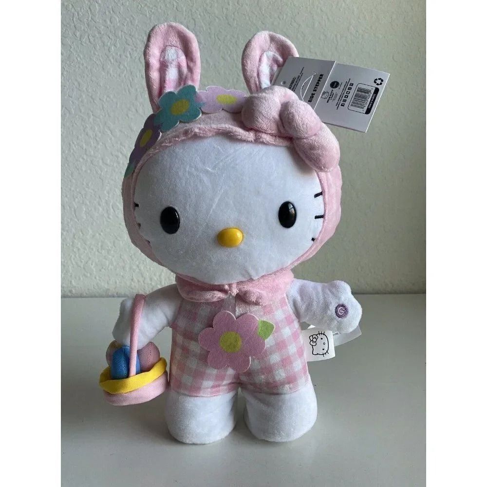 Sanrio Hello Kitty Easter Bunny 14" Musical Side Stepper Collectible Plush NEW
